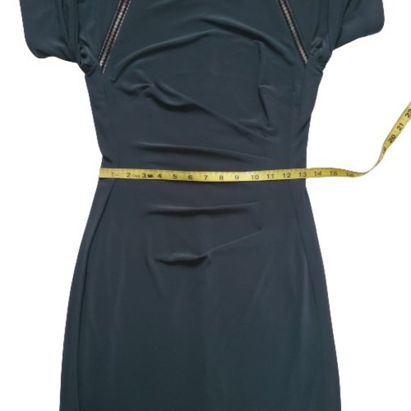 Lauren Ralph Lauren Women's Jonni Faux Leather Trim Gathered Sheath Dress Size 4 - Picture 8 of 15